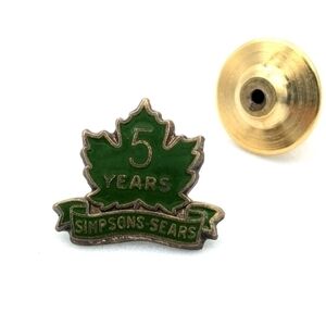 Vintage Sears 5 years service pin green